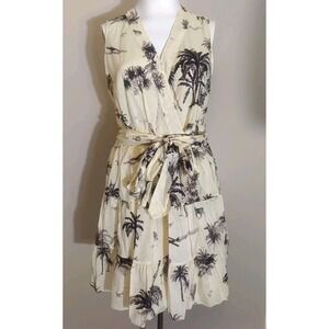 Banana Republic Women Antique Yellow Safari Adventure Pockets Wrap Dress Size Xl